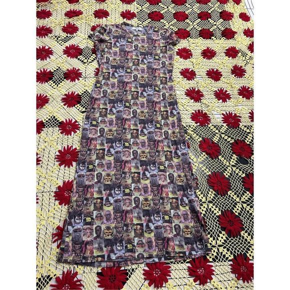 Vintage rare le chateau Y2k around the world faces maxi dress L - Picture 13 of 16